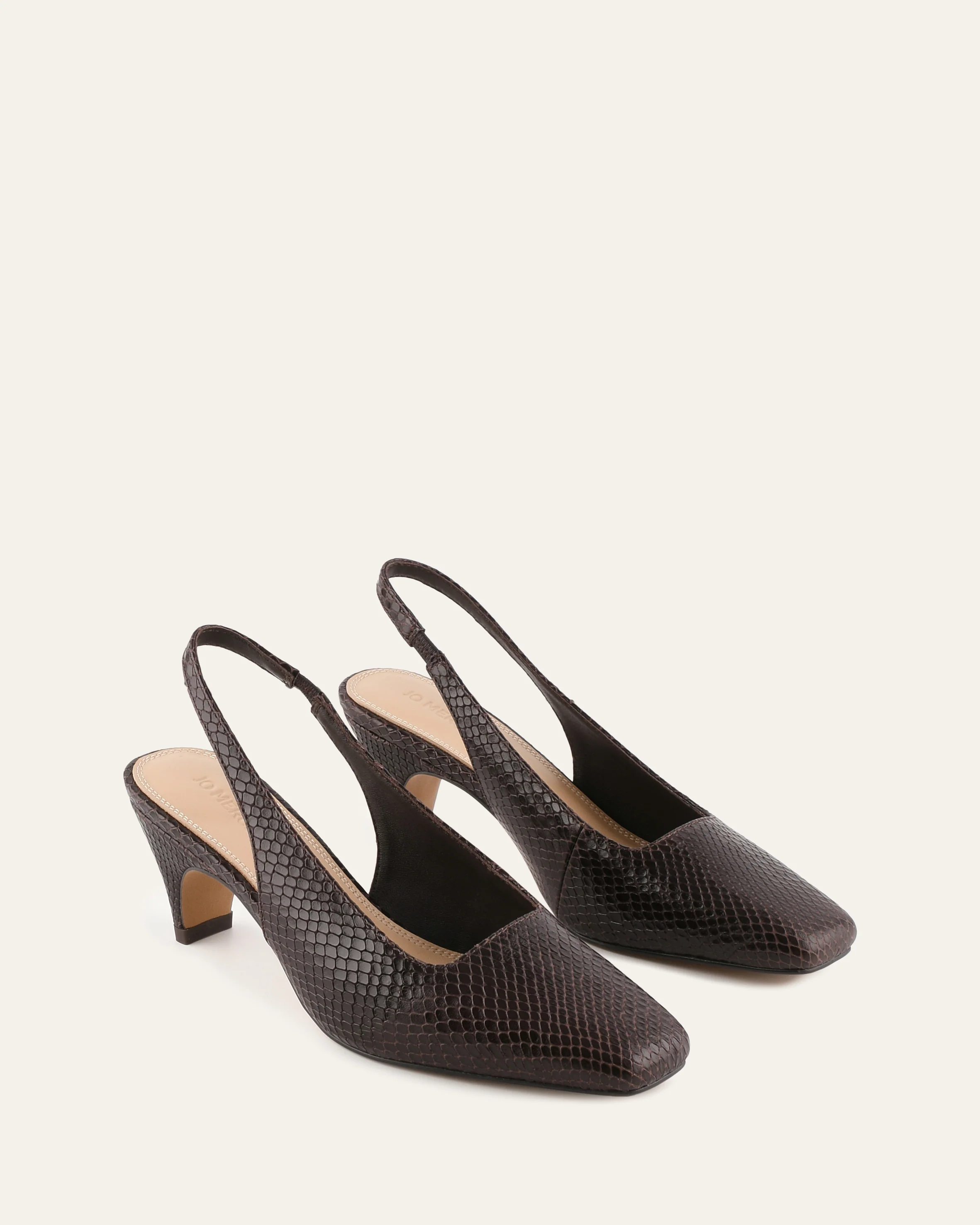 TREY LOW HEELS CHOCOLATE SNAKE PRINT LEATHER - Image 3