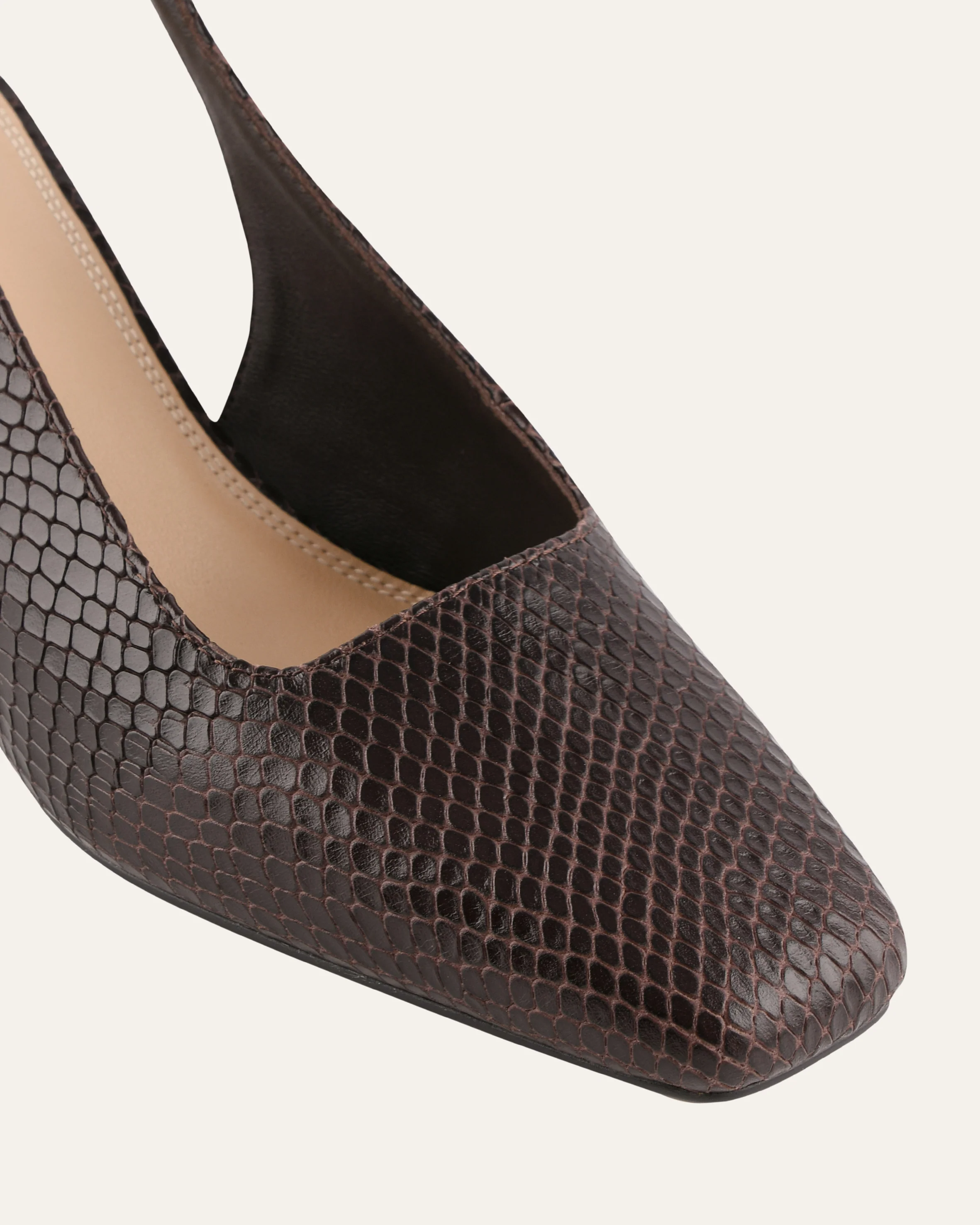 TREY LOW HEELS CHOCOLATE SNAKE PRINT LEATHER - Image 4