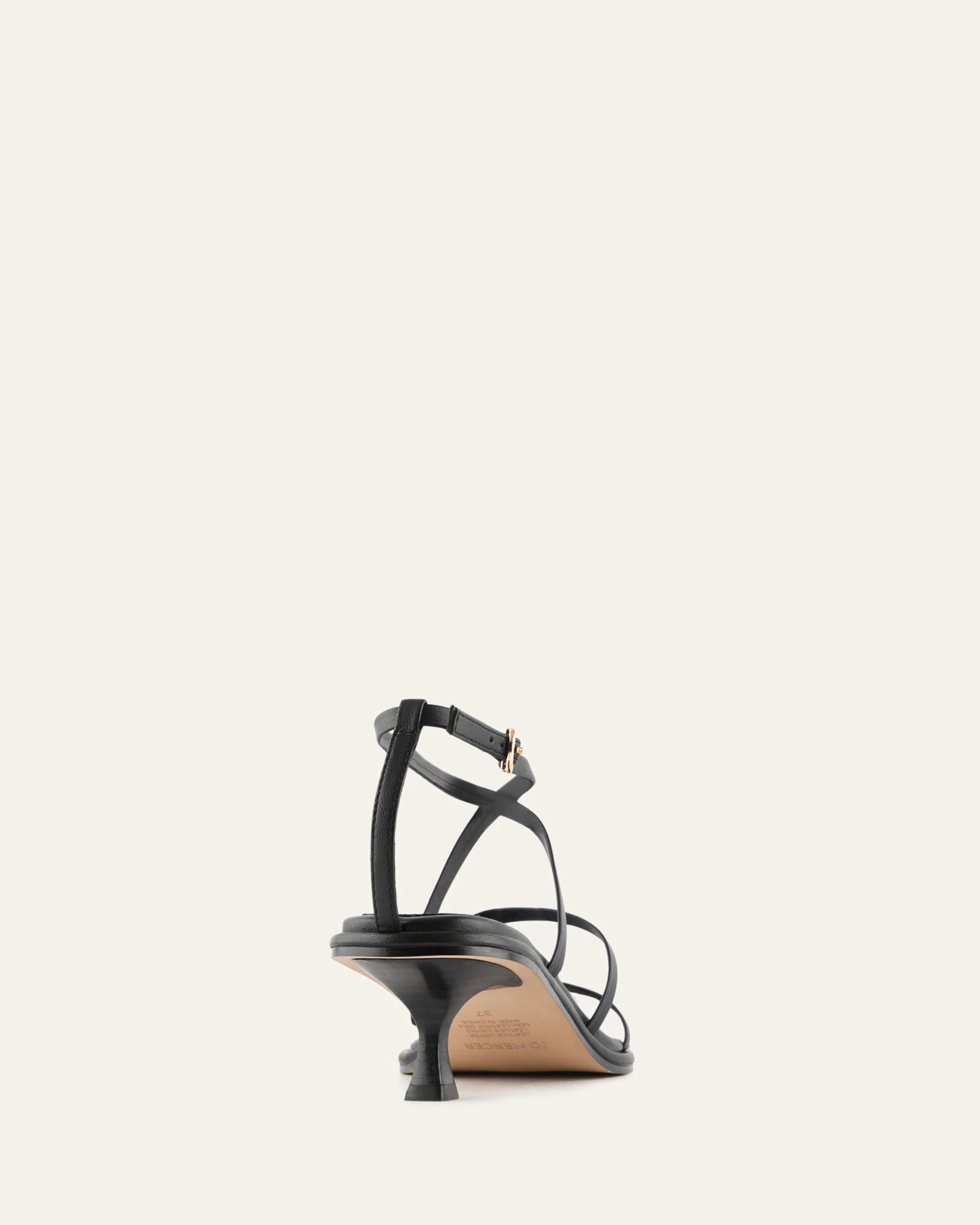 TUCKER MID HEEL SANDALS BLACK LEATHER - Image 5