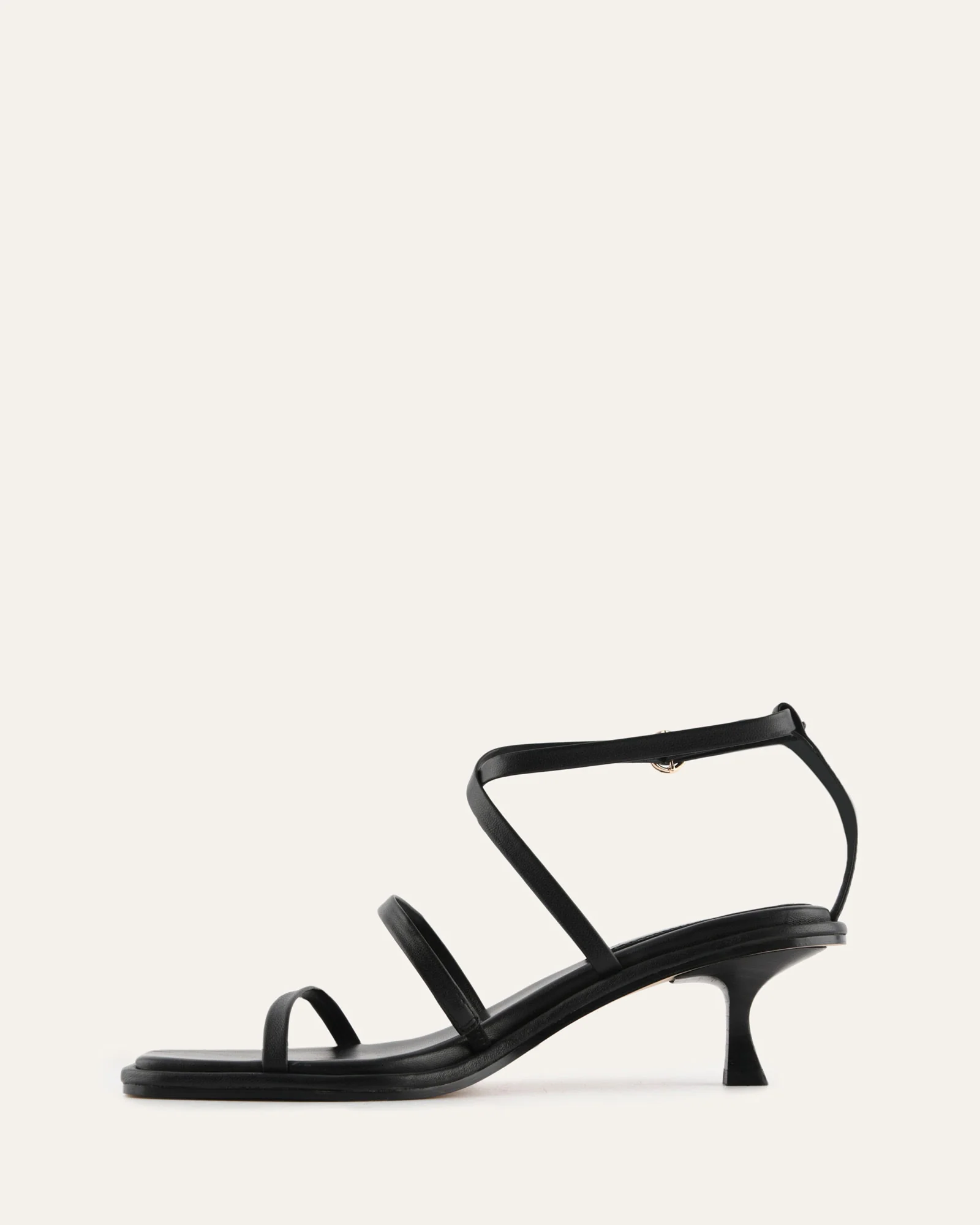 TUCKER MID HEEL SANDALS BLACK LEATHER - Image 6