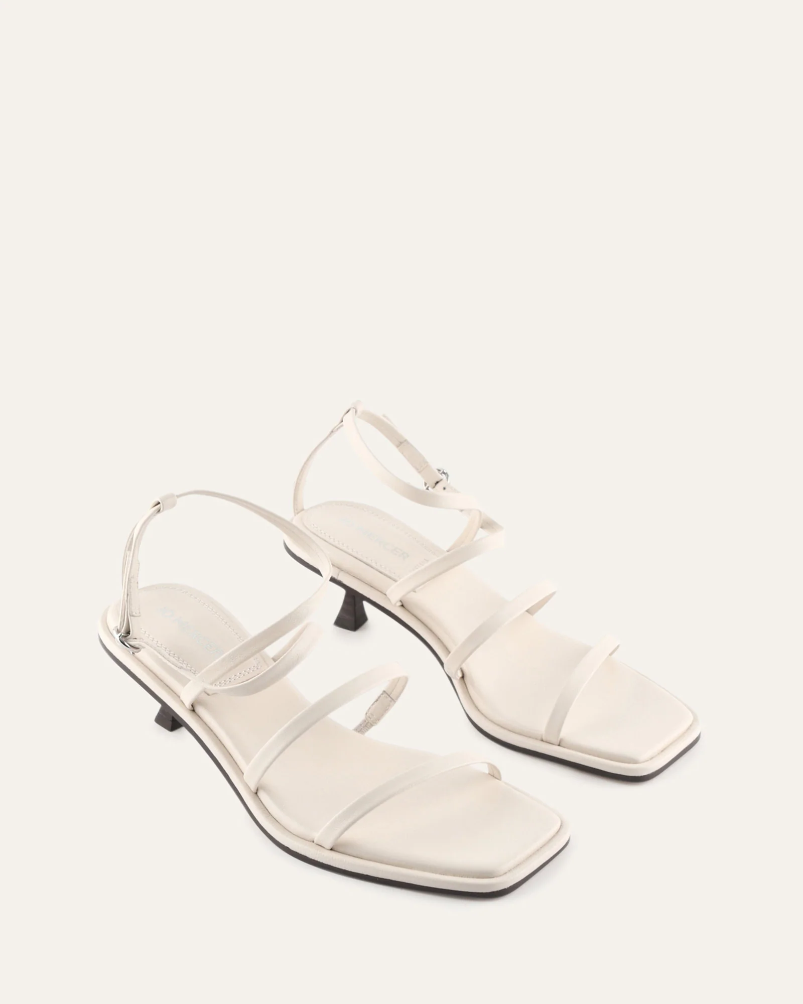 TUCKER MID HEEL SANDALS OFF WHITE LEATHER - Image 3