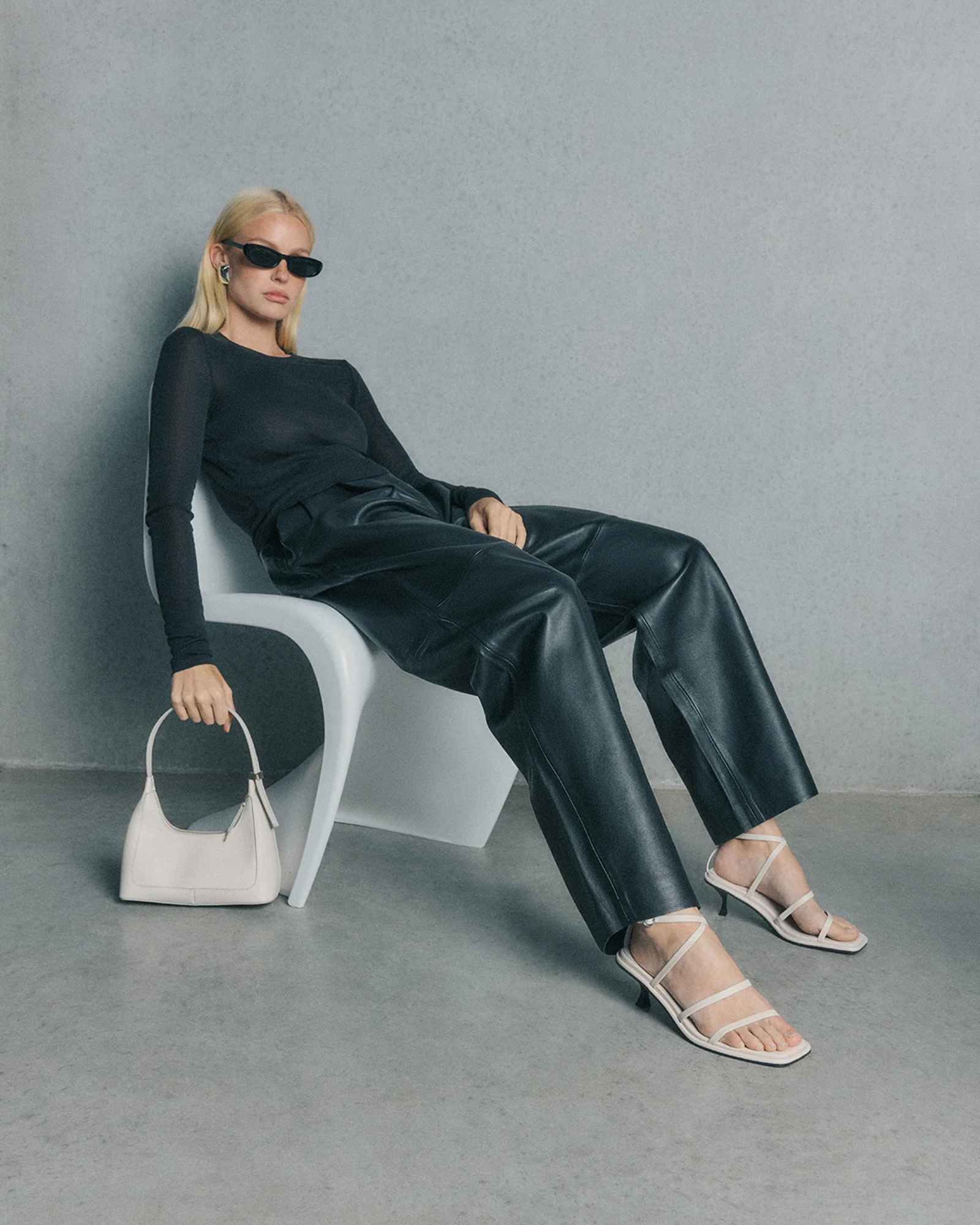 TUCKER MID HEEL SANDALS OFF WHITE LEATHER - Image 7