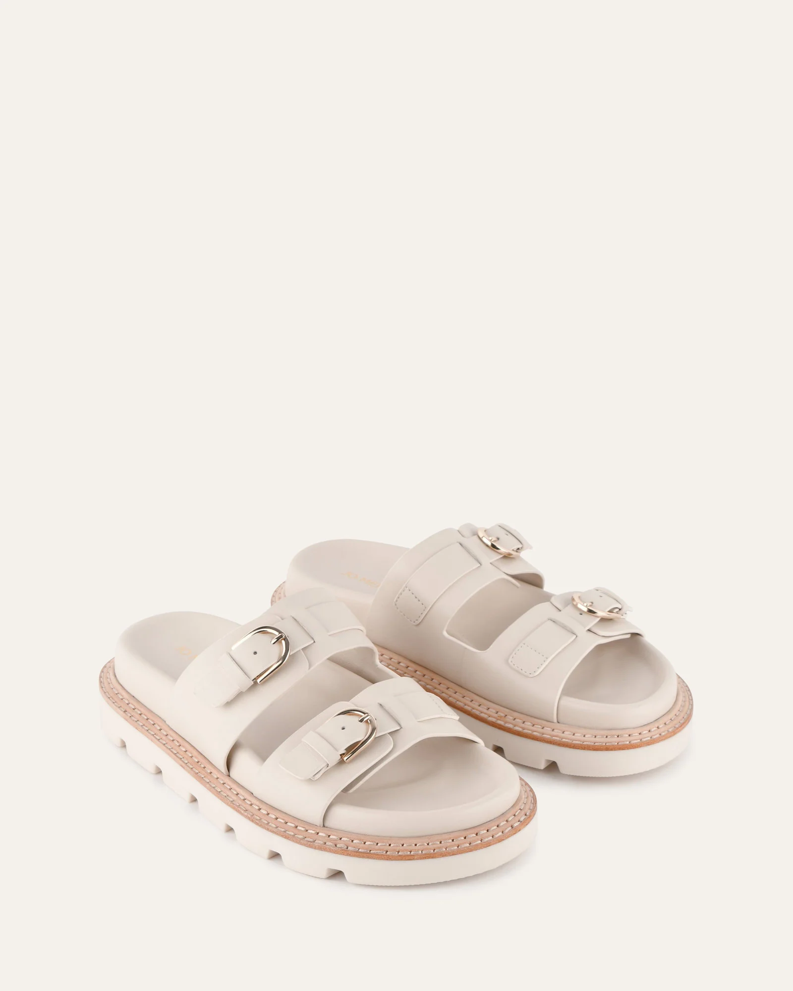 VICHY FLAT SANDALS OFF WHITE LEATHER - Image 3