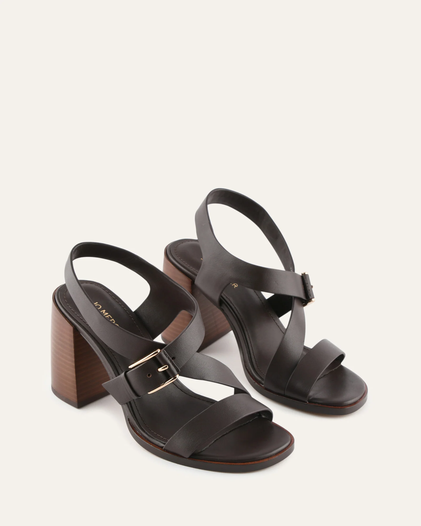 VIRGO HIGH HEEL SANDALS BITTER CHOC LEATHER - Image 3