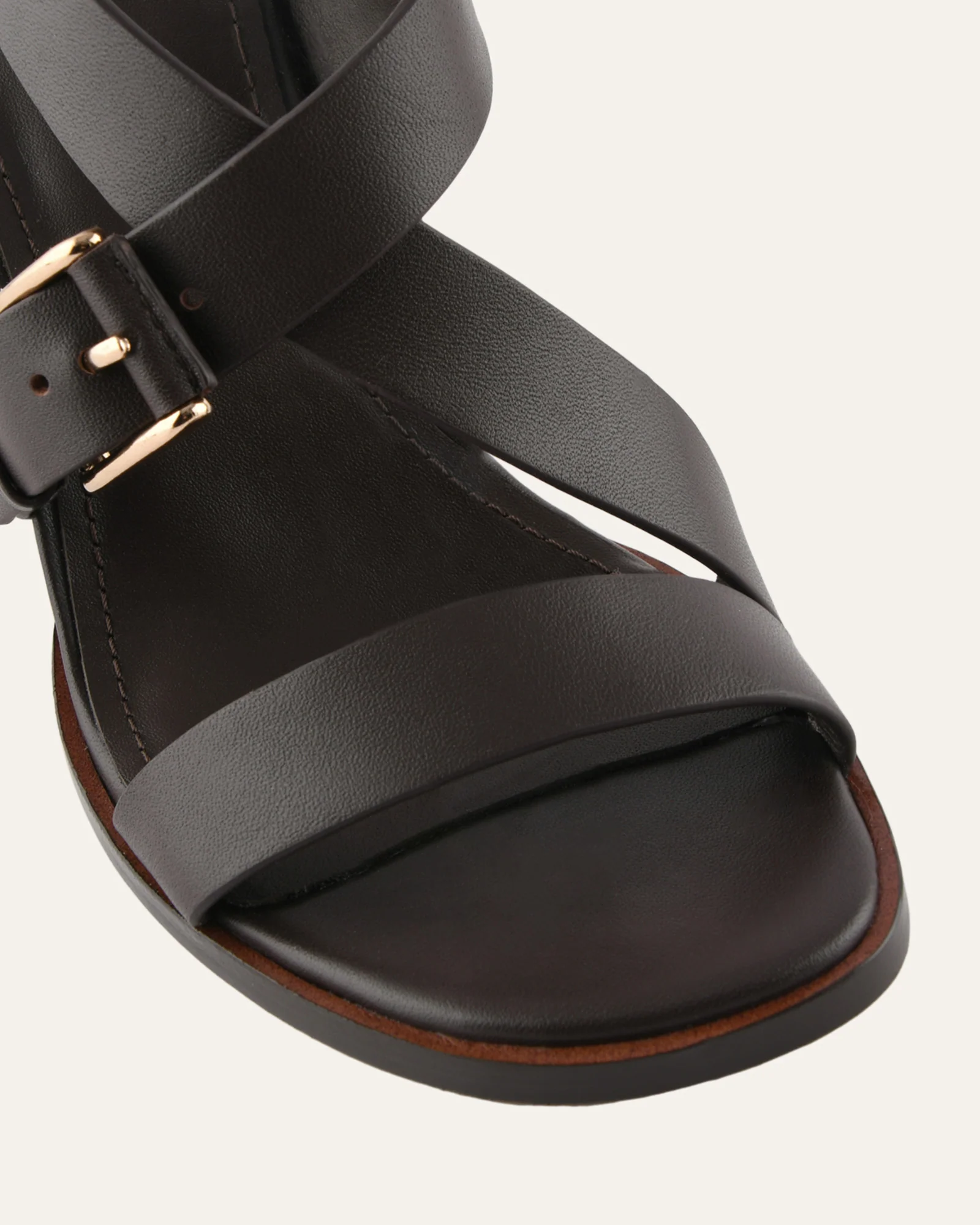 VIRGO HIGH HEEL SANDALS BITTER CHOC LEATHER - Image 4