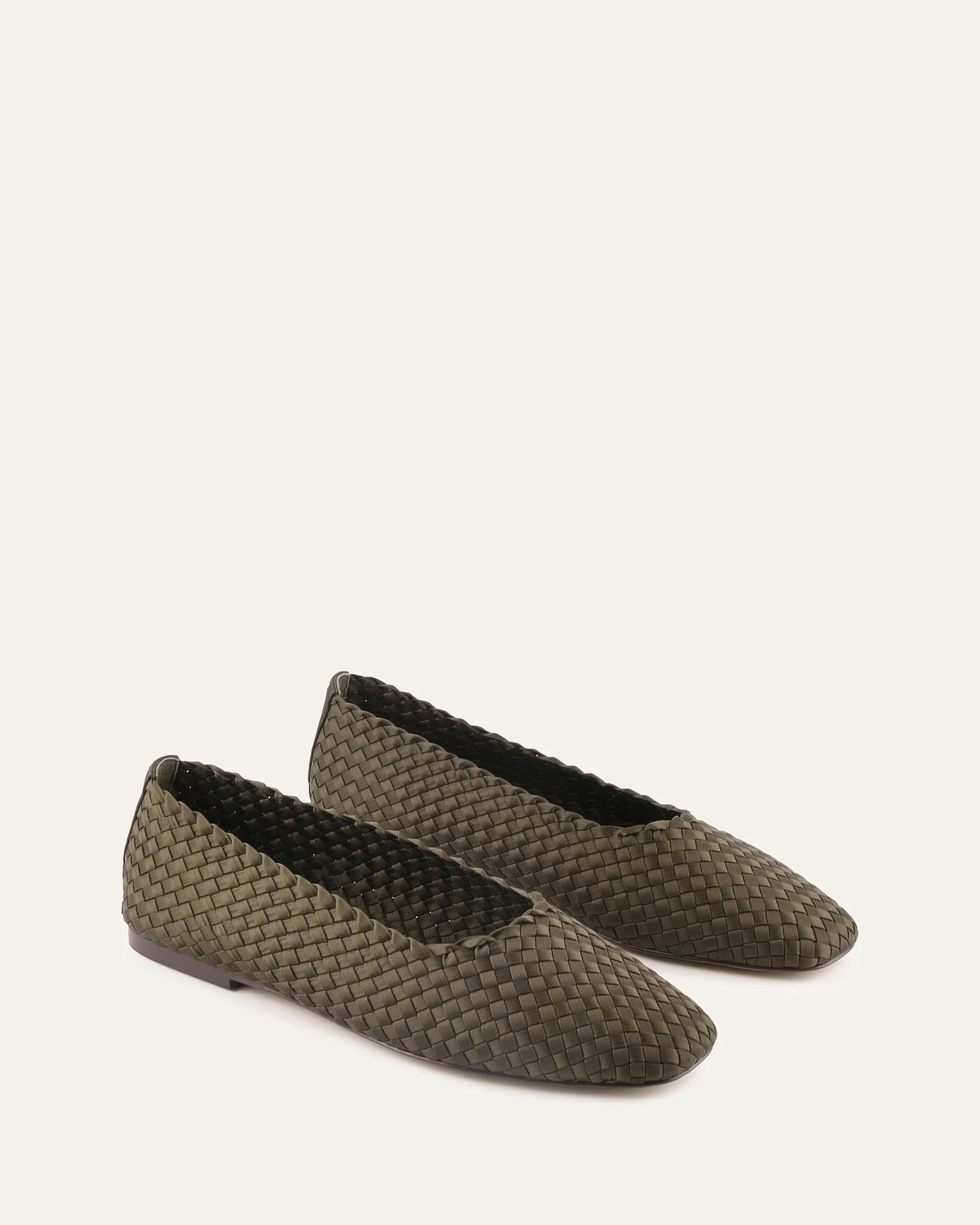 VIVIENNE CASUAL FLATS DARK OLIVE SATIN - Image 2