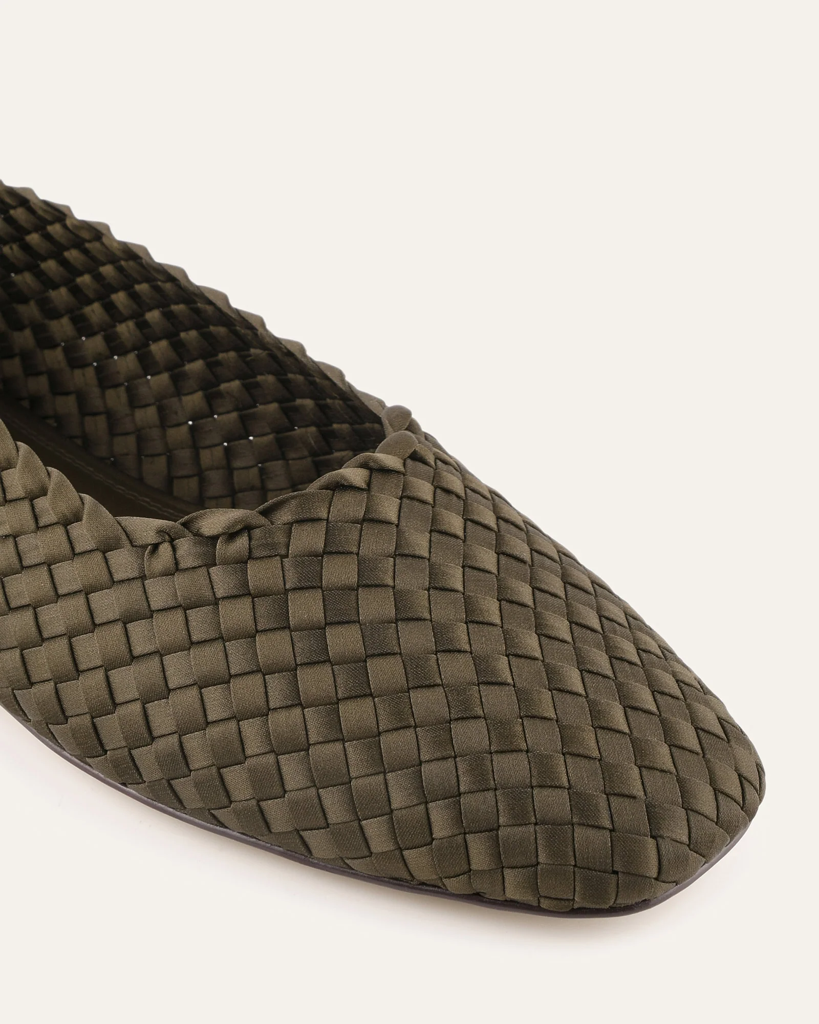 VIVIENNE CASUAL FLATS DARK OLIVE SATIN - Image 3
