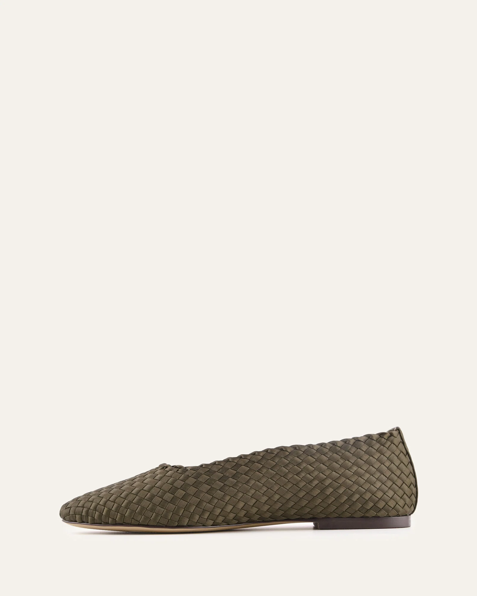 VIVIENNE CASUAL FLATS DARK OLIVE SATIN - Image 5