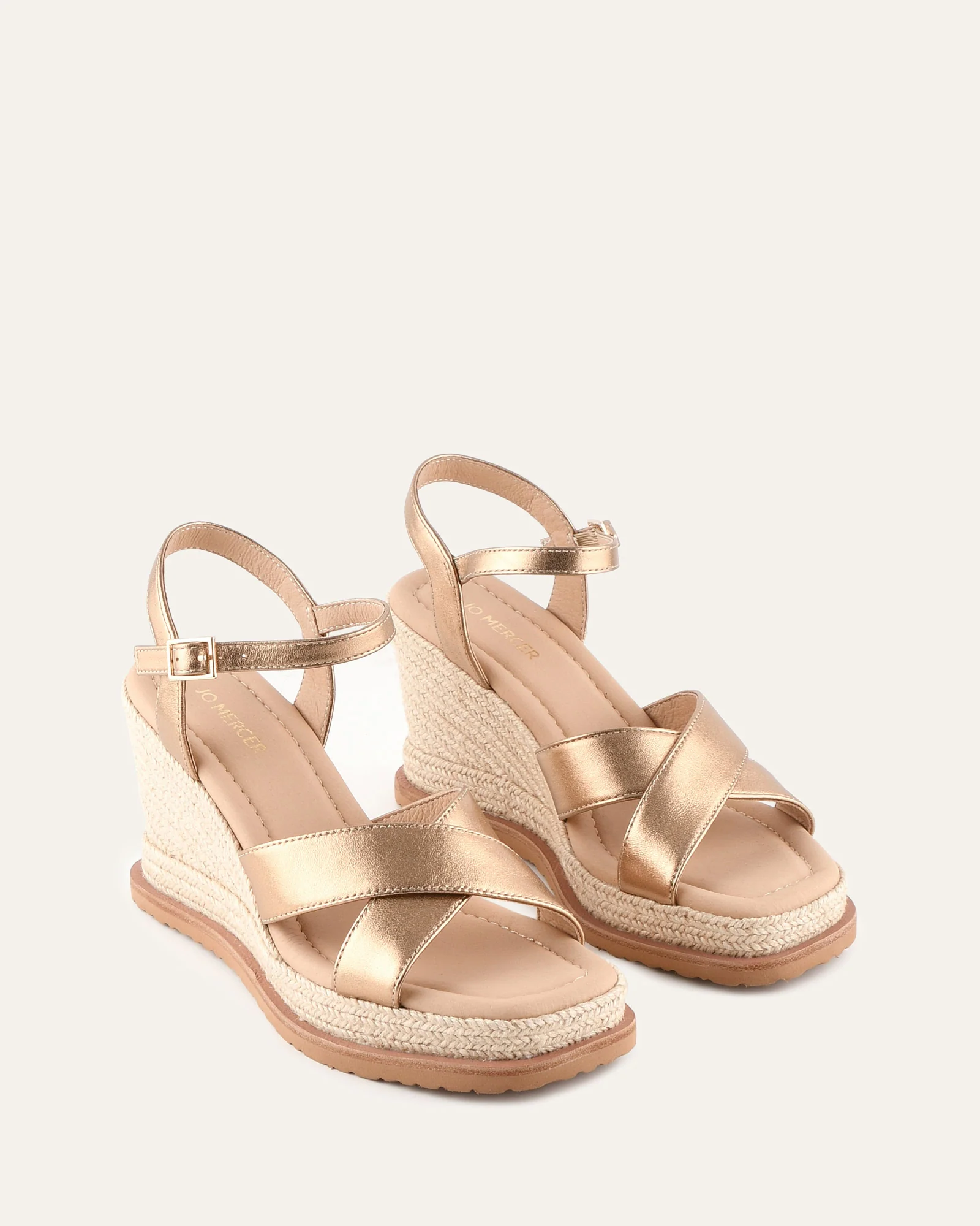 WENDELL HIGH HEEL WEDGES GOLD LEATHER - Image 3