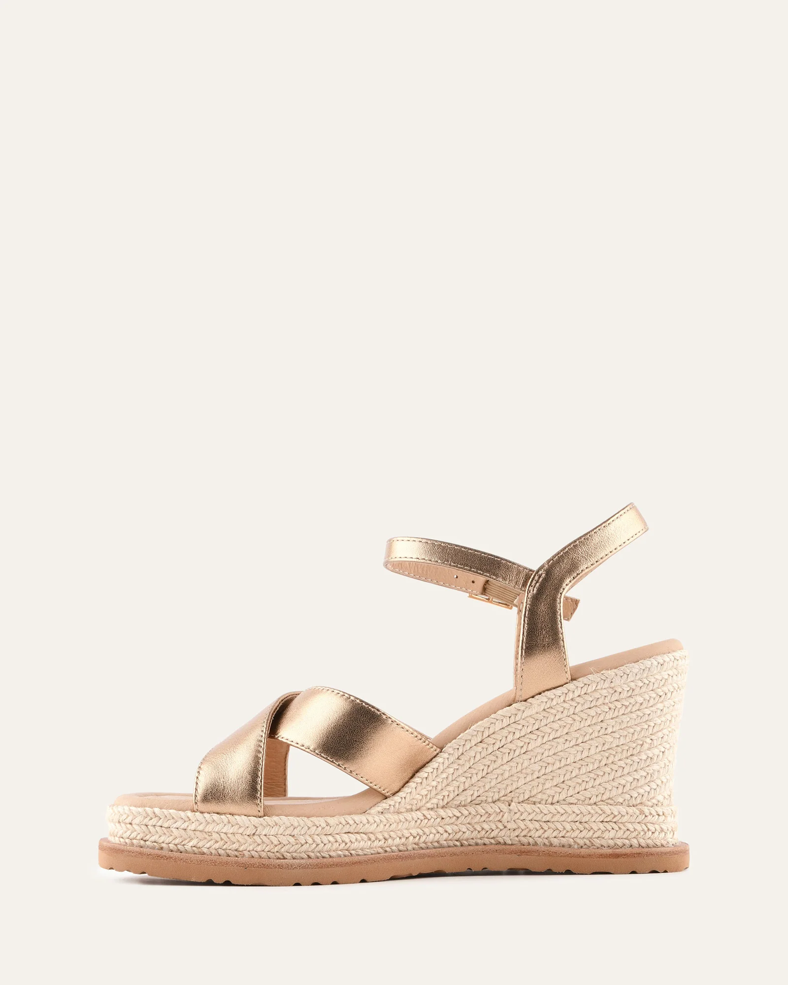 WENDELL HIGH HEEL WEDGES GOLD LEATHER - Image 6