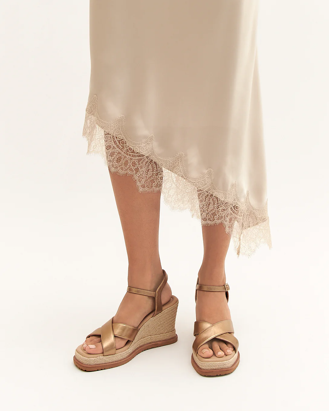 WENDELL HIGH HEEL WEDGES GOLD LEATHER - Image 7