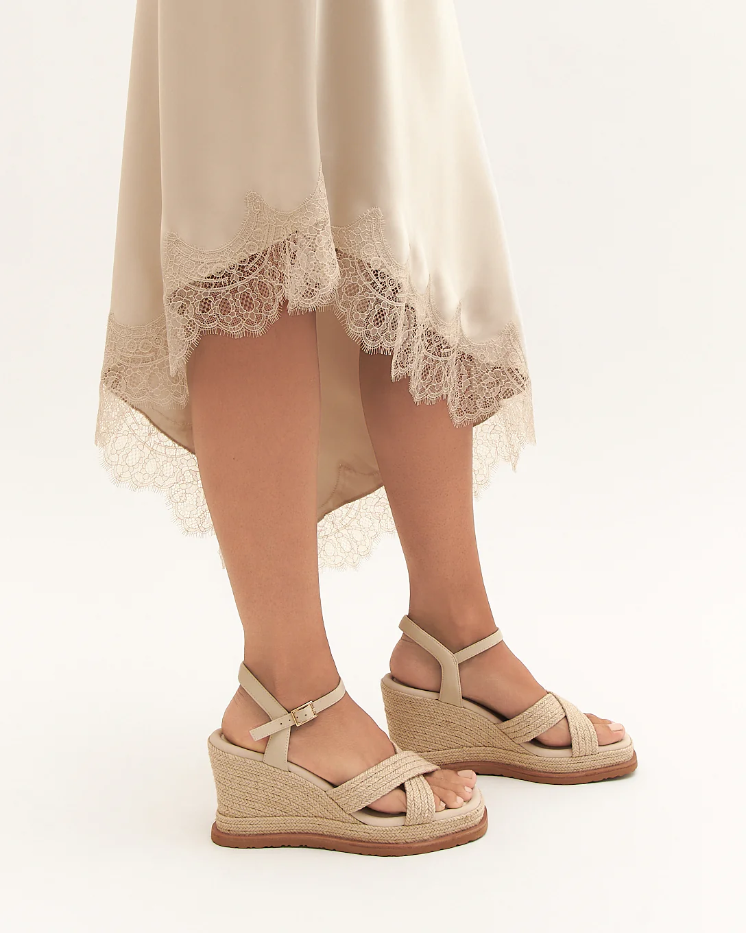 WENDELL HIGH HEEL WEDGES OFF WHITE LEATHER - Image 7