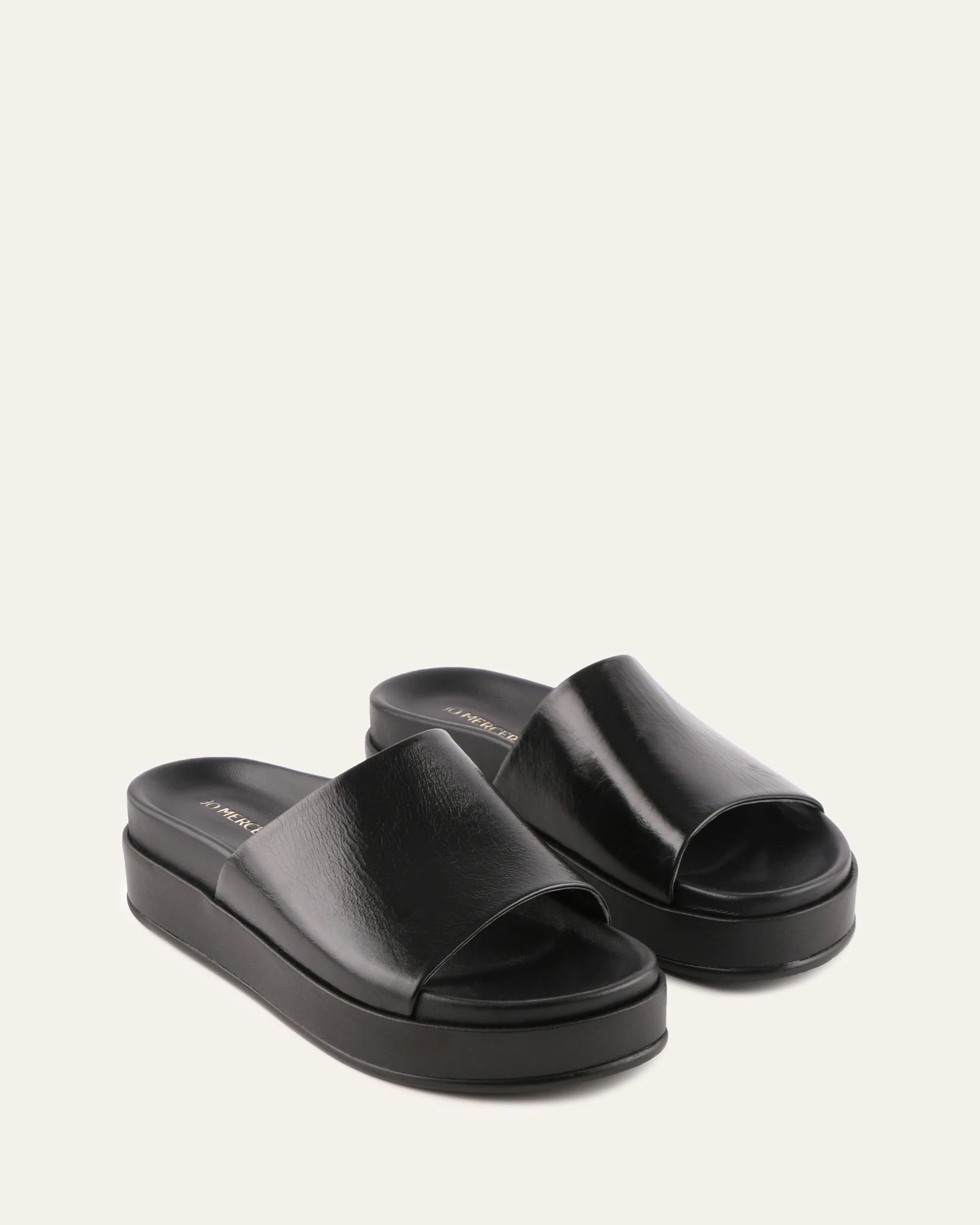WESLEY FLAT SANDALS BLACK LEATHER - Image 3