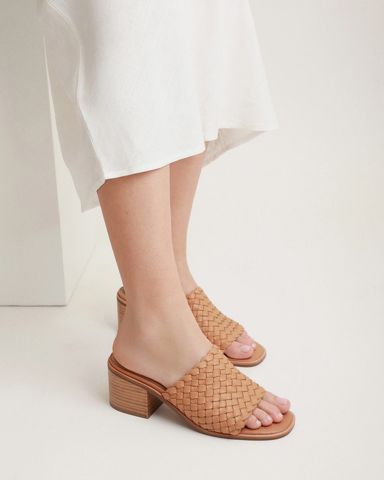 WHALER MID HEEL SANDALS TAN LEATHER - Image 8