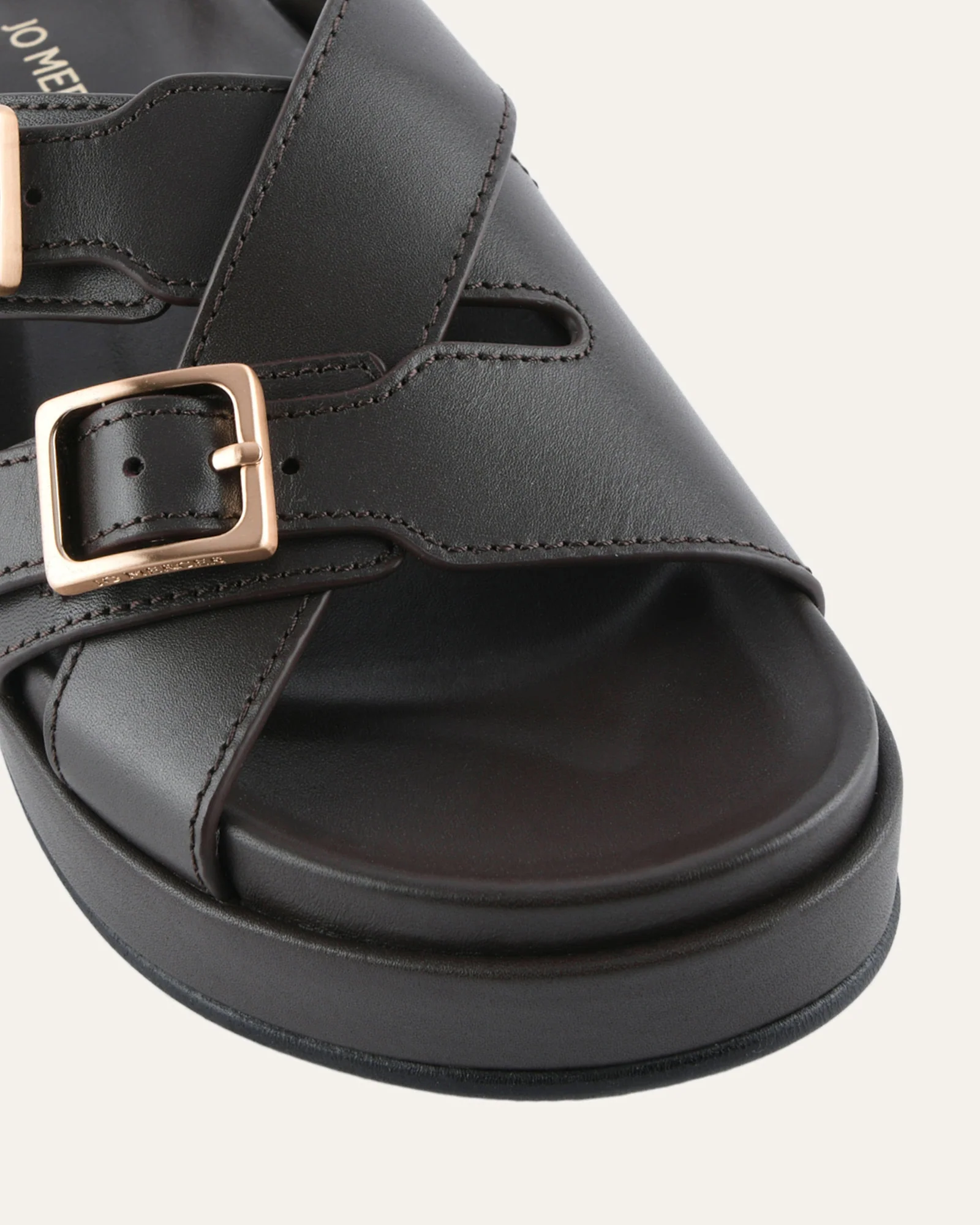 WICCA FLAT SANDALS BITTER CHOC LEATHER - Image 4