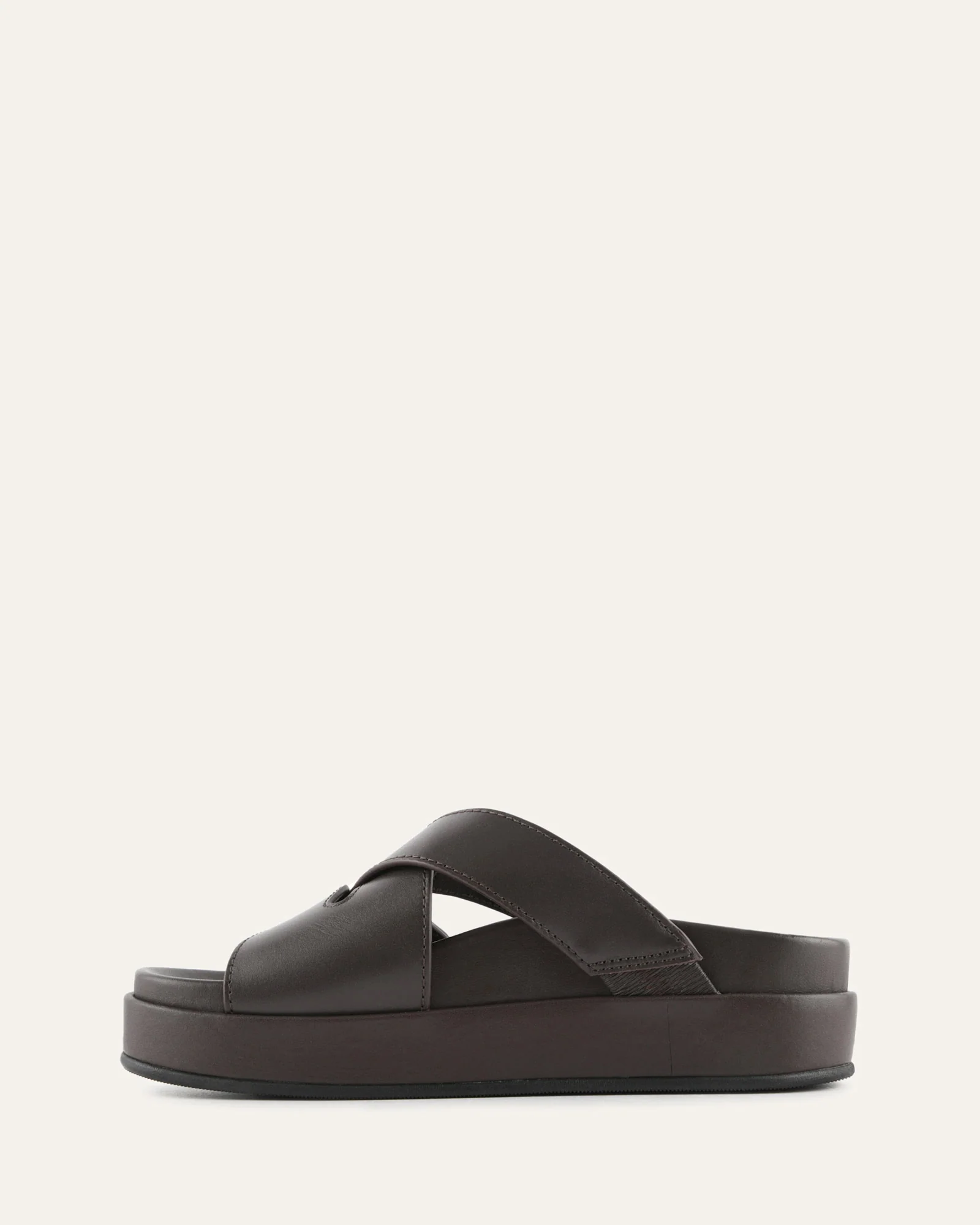 WICCA FLAT SANDALS BITTER CHOC LEATHER - Image 6
