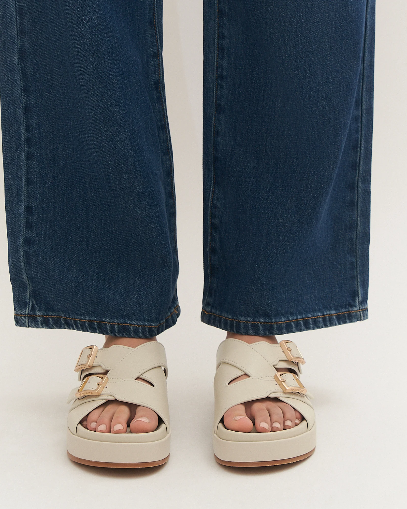 WICCA FLAT SANDALS OFF WHITE LEATHER - Image 2