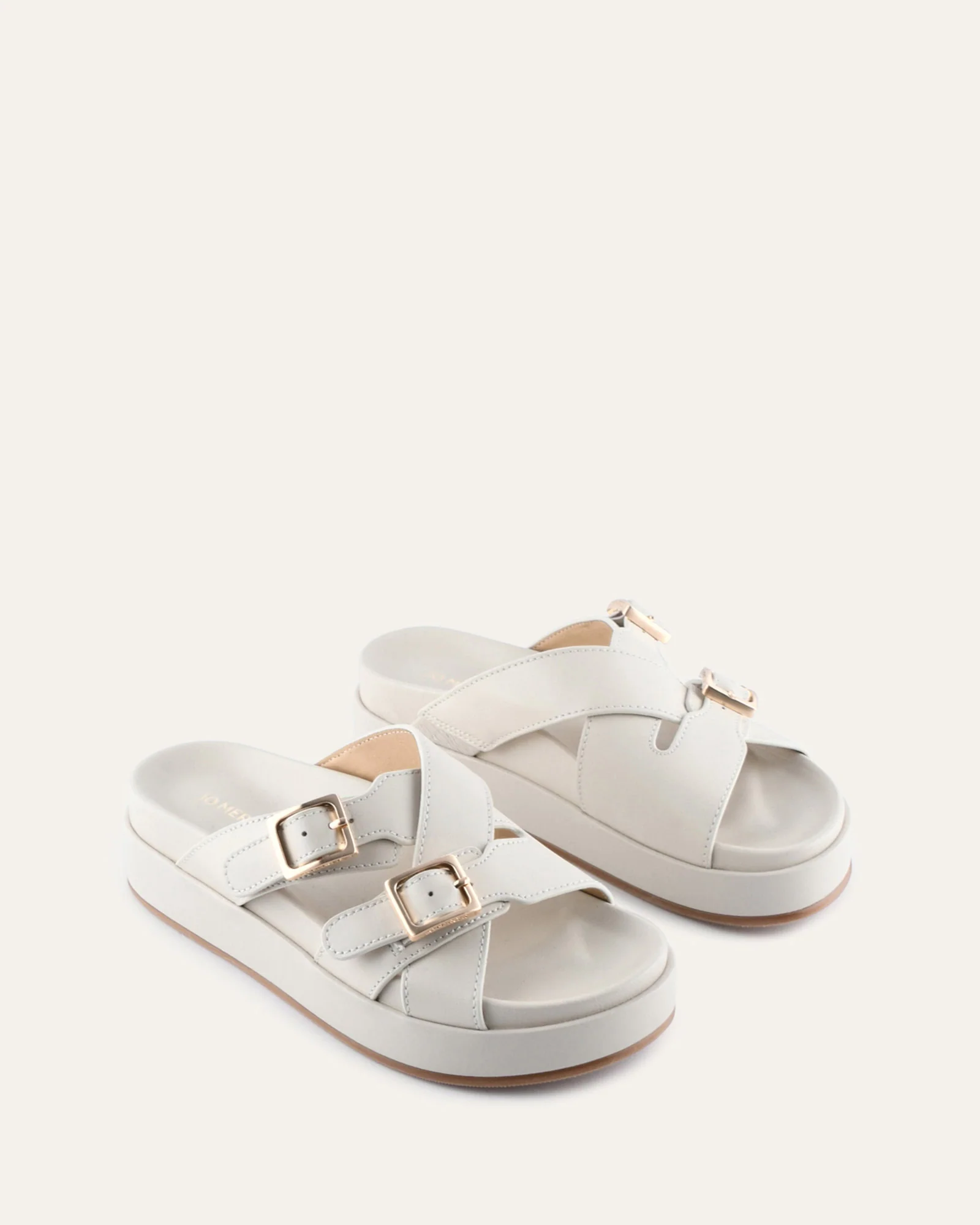 WICCA FLAT SANDALS OFF WHITE LEATHER - Image 3