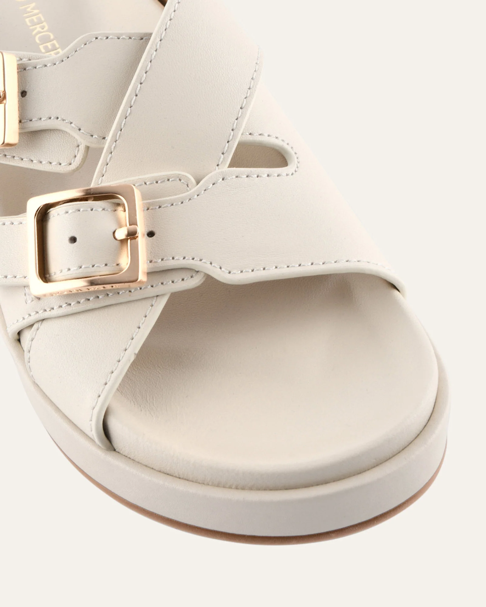 WICCA FLAT SANDALS OFF WHITE LEATHER - Image 4