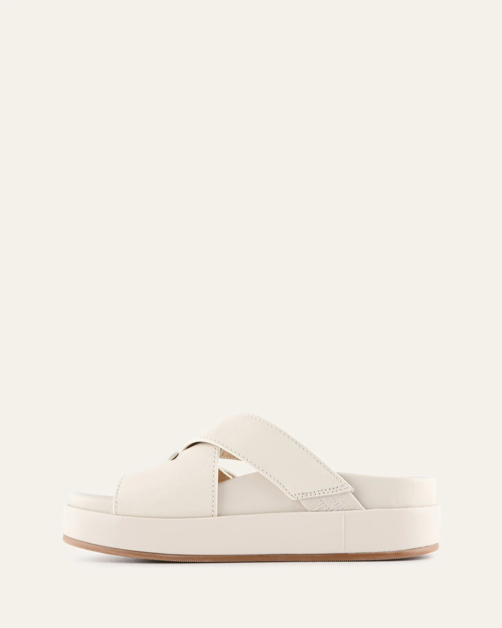 WICCA FLAT SANDALS OFF WHITE LEATHER - Image 6